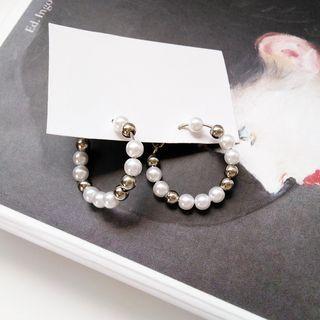 Faux Pearl Hoop Earring 1 Pair - Earring - One Size