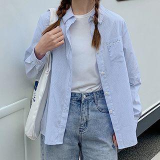 Printed Pocket-front Long-sleeve Shirt
