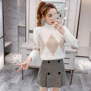 Diamond Check Turtleneck Sweater