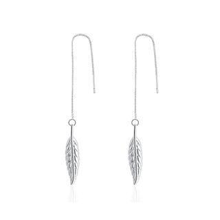Simple Leaf Earrings Silver - One Size