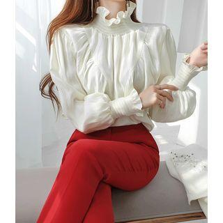 Frill-neck Smocked Blouse