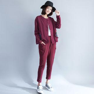 Set: Contrast Pocket Jacket + Slim-fit Pants