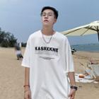 Elbow--sleeve Lettering T-shirt