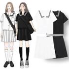 Sailor Collar Short-sleeve Blouse / Pleated Skirt