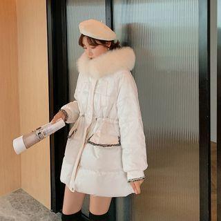 Fluffy Drawstring Long Padded Coat