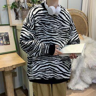 Zebra Print Knit Sweater