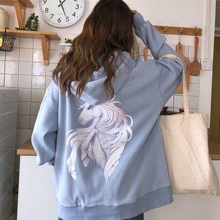 Hooded Loose-fit Print Jacket