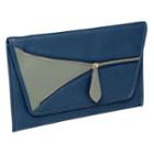 Zip-accent Clutch Navy And Lt.blue - One Size