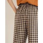 Plus Size Drawcord-waist Gingham-check Pants