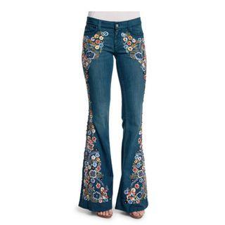 Flower Embroidery Bootcut Jeans