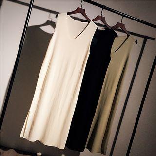 V-neck Slit-hem Tank Dress