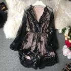 Long-sleeve Sequined Playsuit