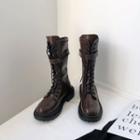 Lace-up Block Heel Mid-calf Boots