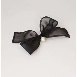 Faux Pearl Organza Bow Hair Clip
