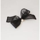 Faux Pearl Organza Bow Hair Clip