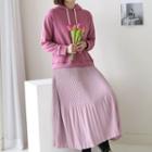 2-in-1 Long Hoodie Pleat Dress