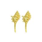 Sterling Silver Plated Gold Fashion Creative Shell Screw Stud Earrings Golden - One Size