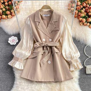 Chiffon Sleeve Double Breasted Lapel Dress
