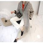 Single-breasted Houndstooth Wool Blend Coat