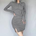 Long-sleeve Polo Mini Sheath Dress