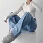 Mid Rise Wide Leg Embroidered Jeans