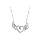Simple Sweet Heart Wing Cubic Zircon Necklace Silver - One Size