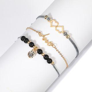 Set Of 3: Bracelet (various Designs) Gray - One Size
