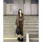 Plaid Shirt Jacket / Plain Midi Tank Dress