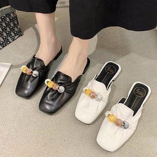Bead Accent Square-toe Mules