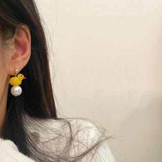 Faux Pearl Earring 1 Pair - Yellow & Pearl White - One Size