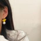 Faux Pearl Earring 1 Pair - Yellow & Pearl White - One Size