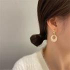 Chained Hoop Dangle Earring 1 Pair - Gold & White - One Size