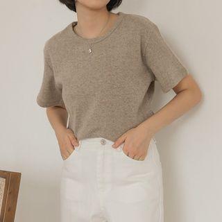 Knit Short-sleeve T-shirt Mocha - One Size