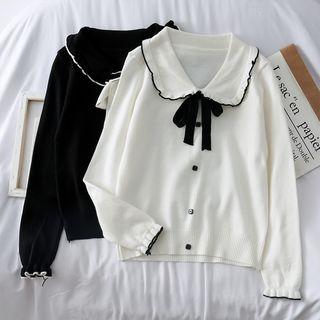 Tie-accent Contrasted Knit Top