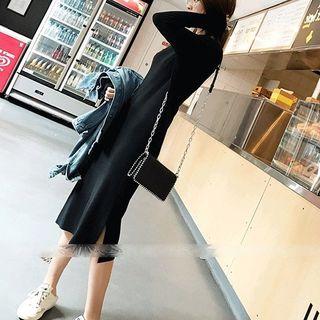 V-neck Midi Long-sleeve Knit Dress