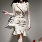3/4-sleeve Lace Mini Mermaid Blazer Dress