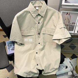Short-sleeve Lettering Cargo Shirt / Shorts / Set