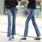 Washed Boot-cut Jeans Blue - L