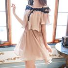 Short-sleeve Lace-trim Layered Dress