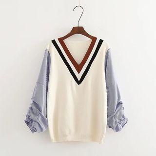 Mock Two-piece Color-block Top