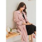 Tall Size Sleek Short Spring Trench Coat In Pink