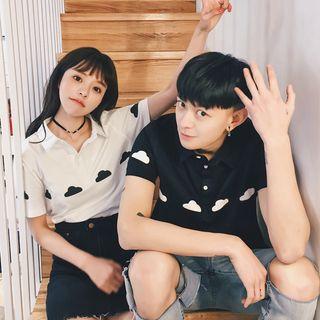 Couple Matching Cloud Print Polo Shirt