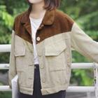 Two-tone Corduroy Buttoned Jacket