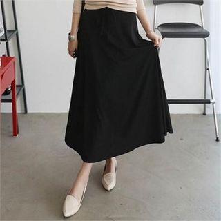 Band-waist Midi A-line Skirt