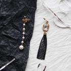 Non-matching Bee Lace & Faux Pearl Dangle Earring