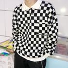 Long-sleeve Checkered Sweater