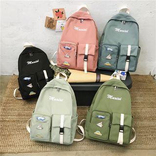 Lettering Buckled Nylon Backpack