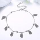925 Sterling Silver Feather Anklet Silver - One Size