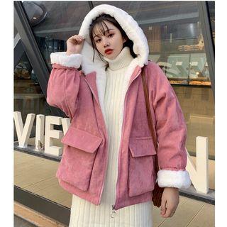 Faux Shearling Lined Hooded Zip Jacket