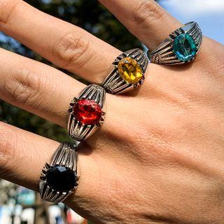 Set Of 4: Rhinestone Alloy Ring Set Of 4 - Rhinestone Alloy Ring - Silver - One Size